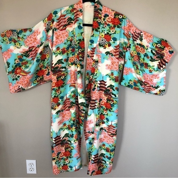 VINTAGE made in Japan kimono robe duster colorful - Picture 14 of 14